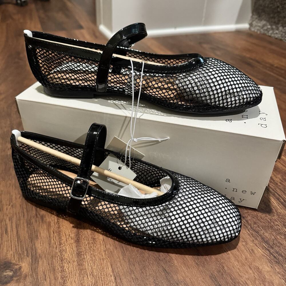 A New Day Issa Mesh Mary Jane Ballet Flats Black Women’s Size 9 Memory Foam NWT